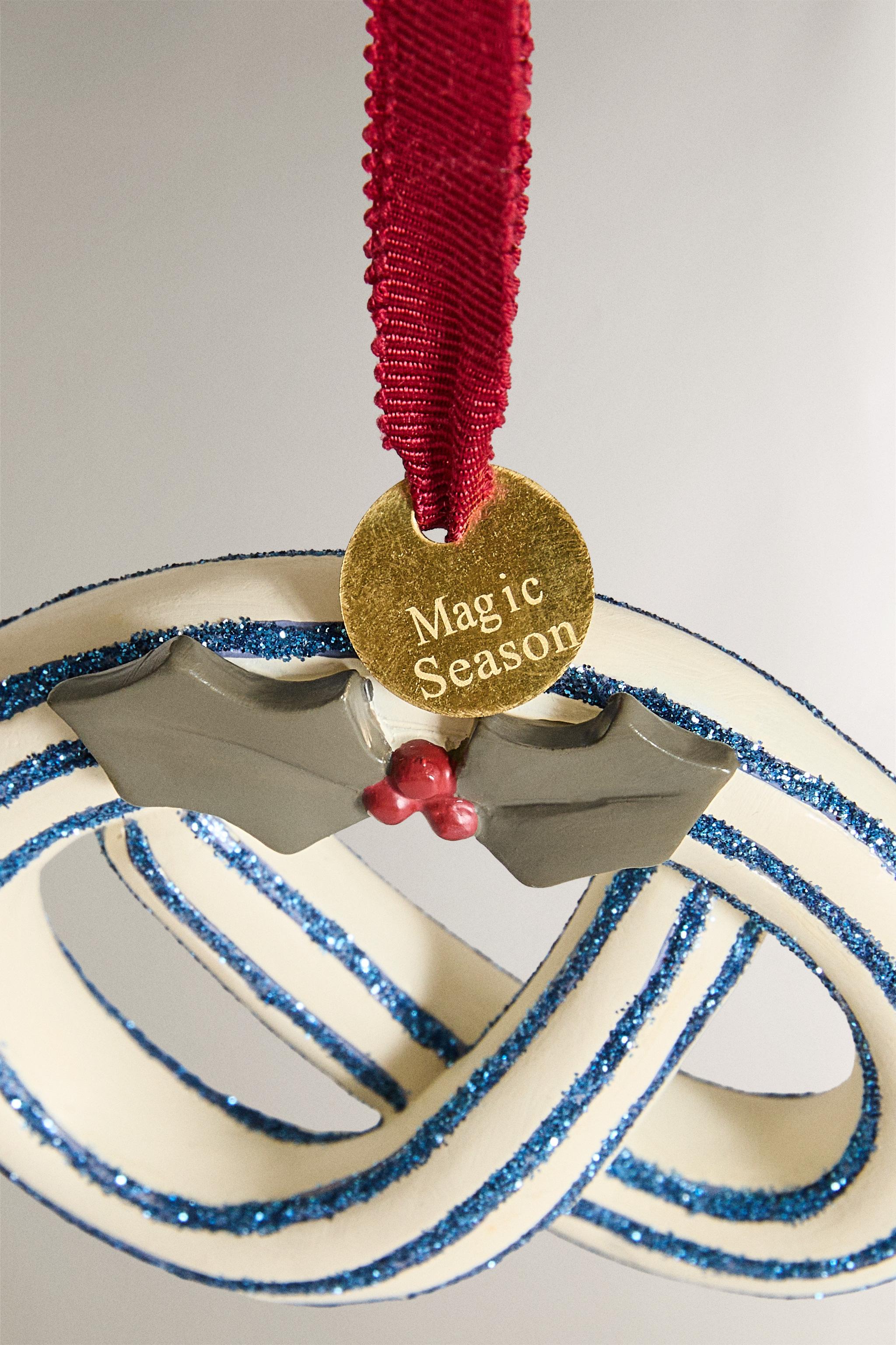 プレッツェル グリッター クリスマスツリーオーナメント - ブルー