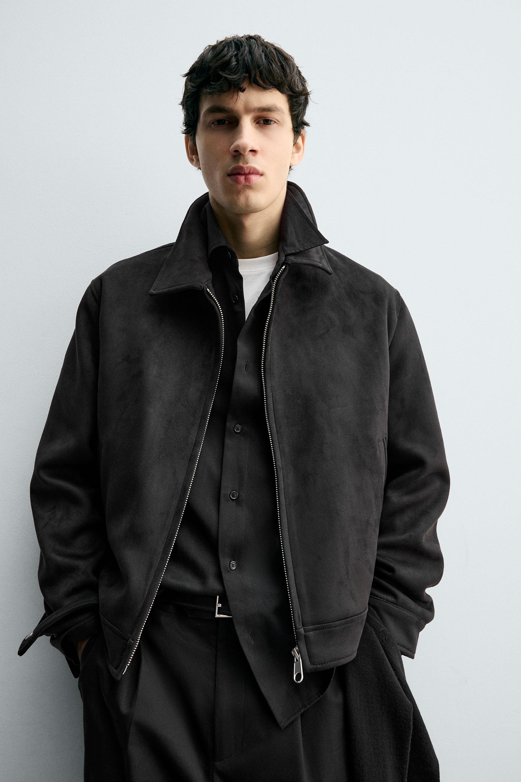 REGULAR FIT FAUX SUEDE JACKET
