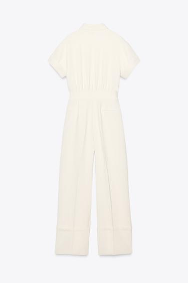 CREPE BUCKLE WAIST JUMPSUIT - Ecru by Zara - Image 8