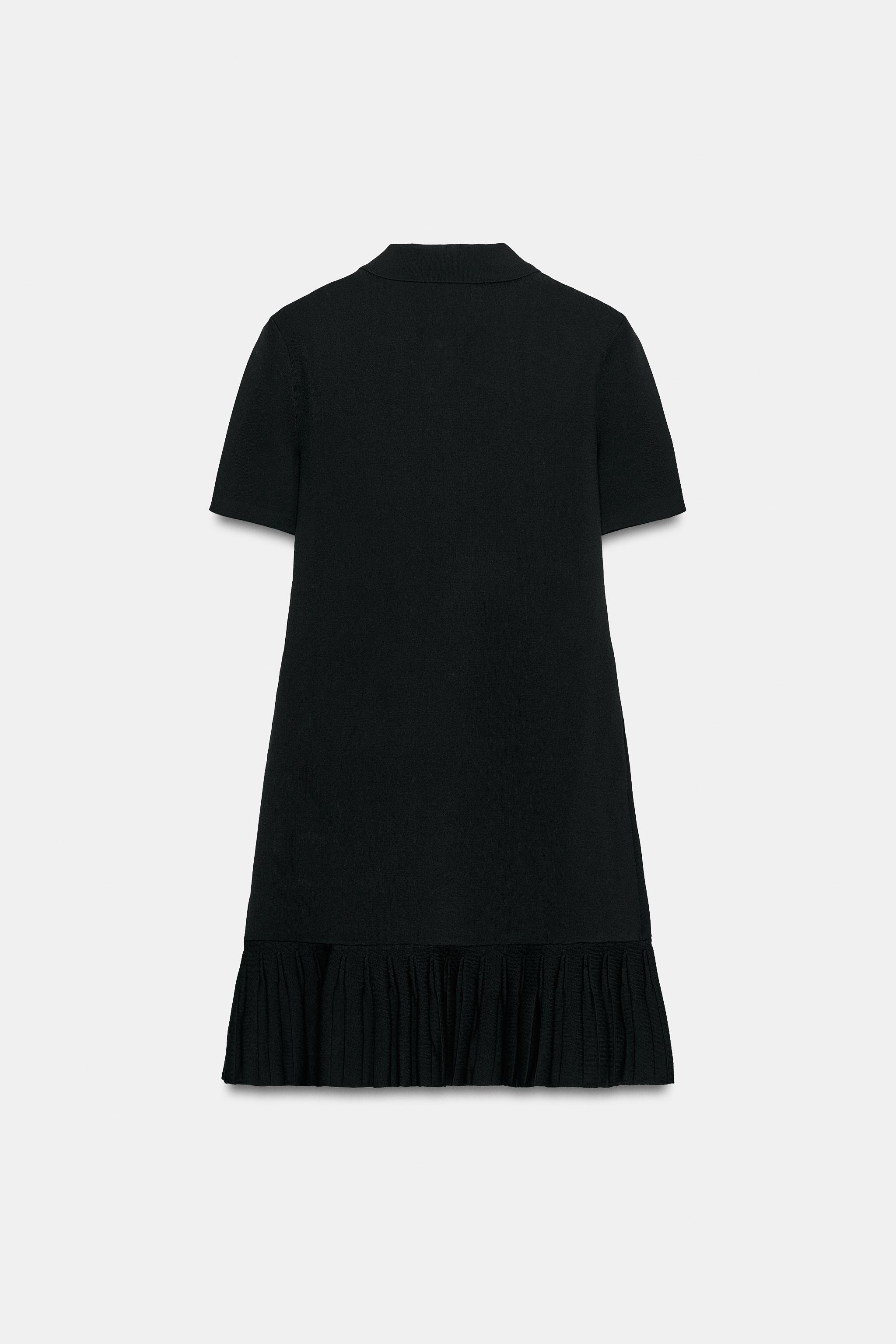 SHORT PLEATED KNIT DRESS - Black