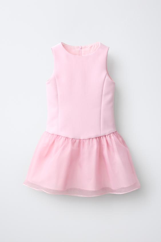 VESTIDO FALDA ORGANZA - Rosa pastel de Zara - Imagen 0