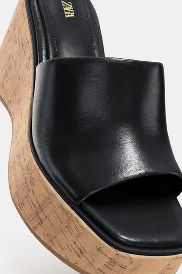 Zara CORK EFFECT WEDGES - Black - Image 0