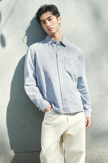 Zara 水洗飄逸襯衫 - 藍色