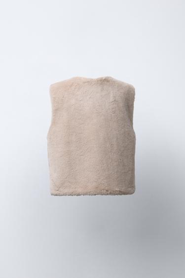 GILET EN FAUSSE FOURRURE - Sable de Zara - Image 2