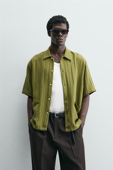 CAMISA FLUIDA RELAXED FIT - Esverdeado da Zara