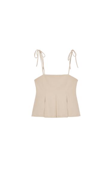 PEPLUM STRAPPY TOP - Beige by Zara