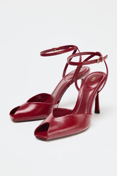 STILETTO HEEL ANKLE STRAP SANDALS - Red by Zara - Image 1