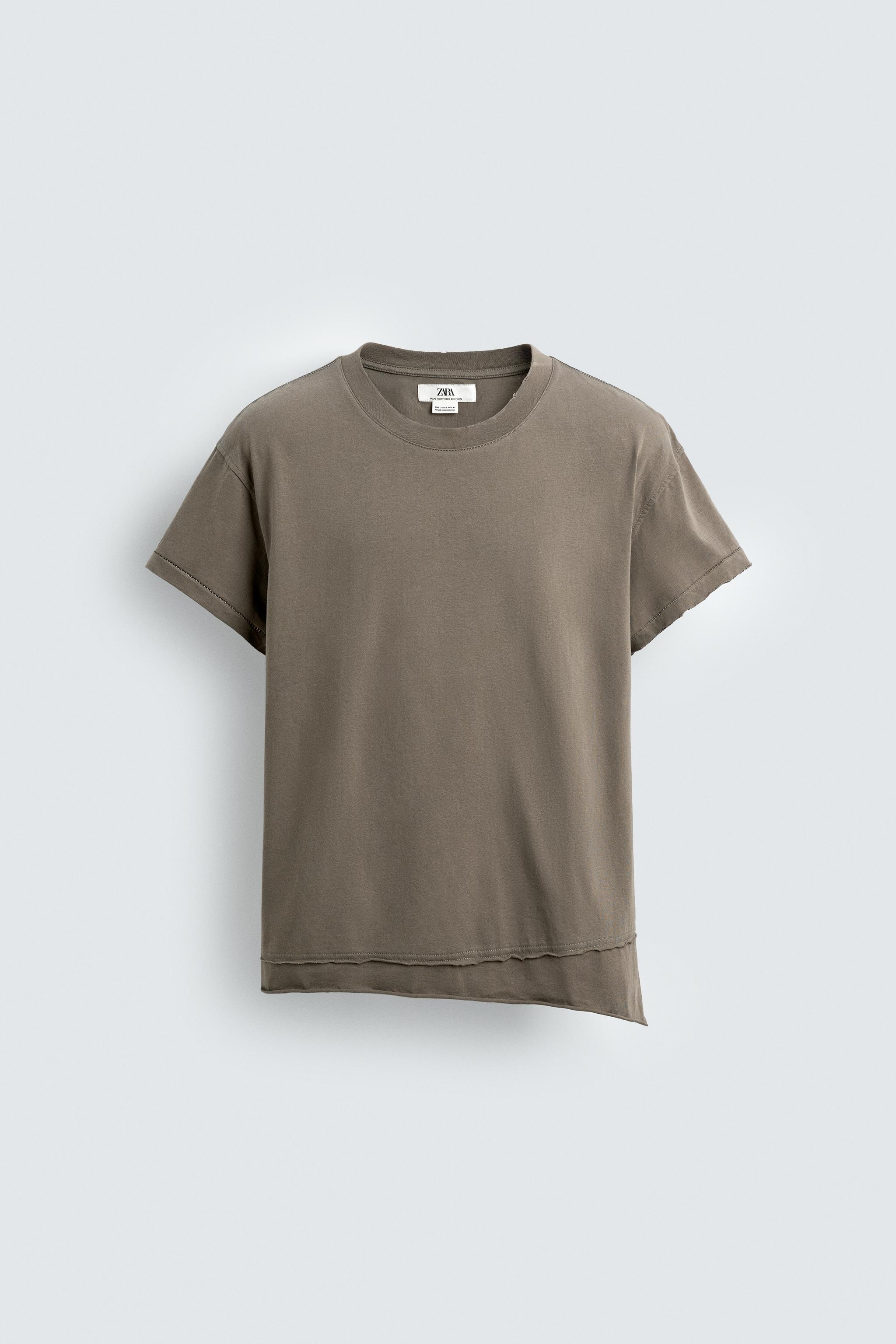 IRREGULAR FINISH T-SHIRT - Stone | ZARA United States IRREGULAR FINISH T-SHIRT - Stone | ZARA United States