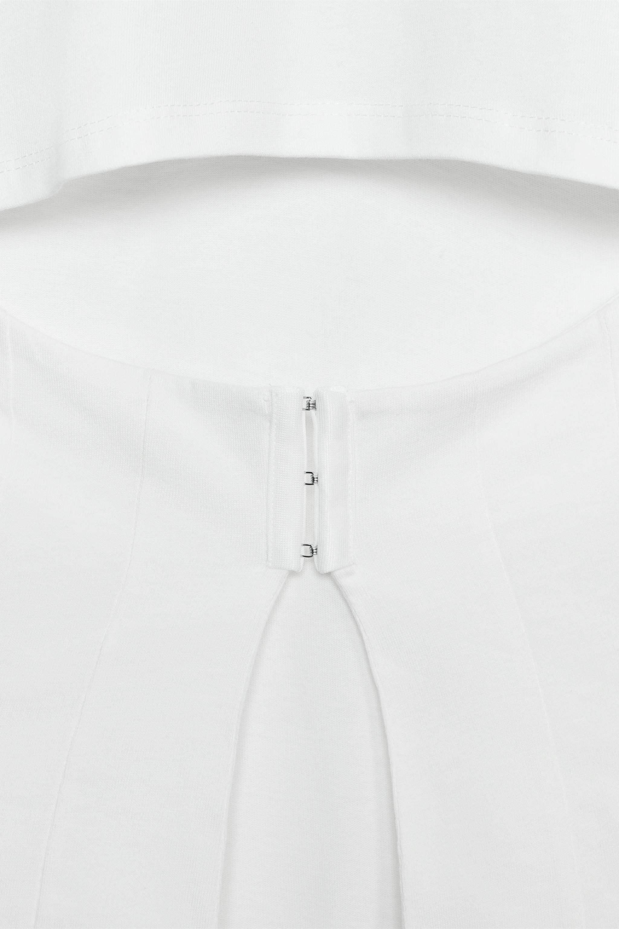 Zara SIRTI KORSE DETAYLI T-SHIRT görsel 8