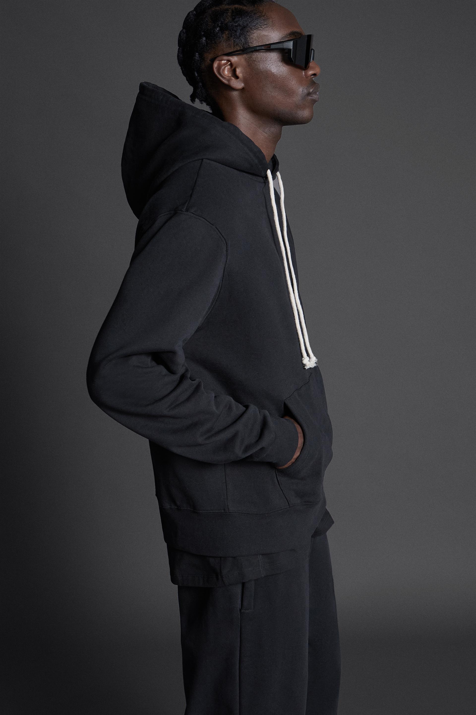 COTTON HOODIE SWEATSHIRT - Black