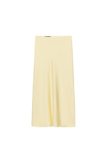 SATIN MIDI SKIRT - Pastel yellow by Zara