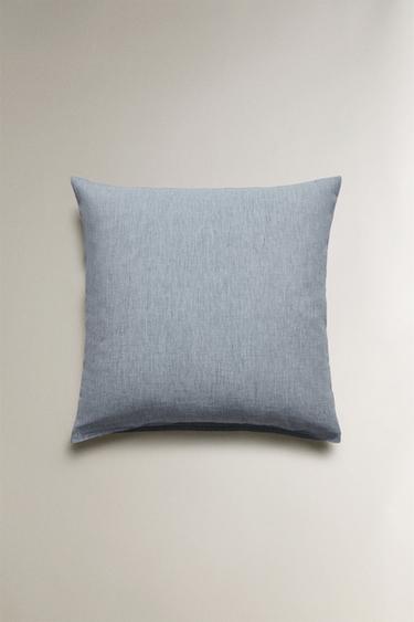 STRIPED COTTON LINEN PILLOWCASE - Blue by Zara - Image 2