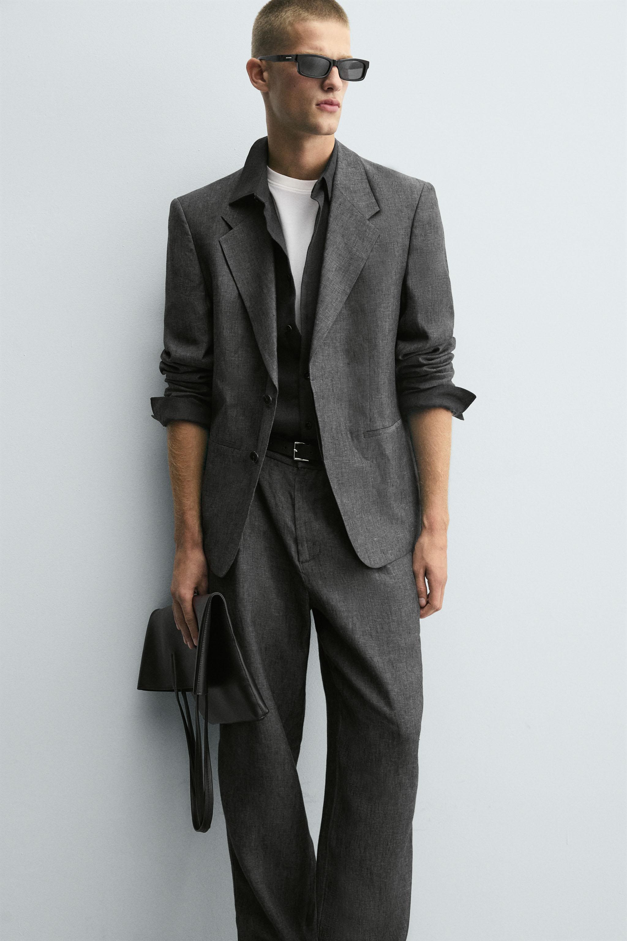 100% LINEN SUIT BLAZER - Gray marl | ZARA United States