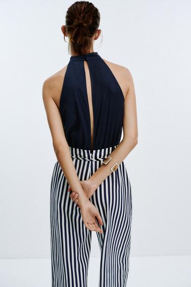 COMBINAISON LONGUE AVEC LIN - Bleu / Blanc de Zara - Image 5