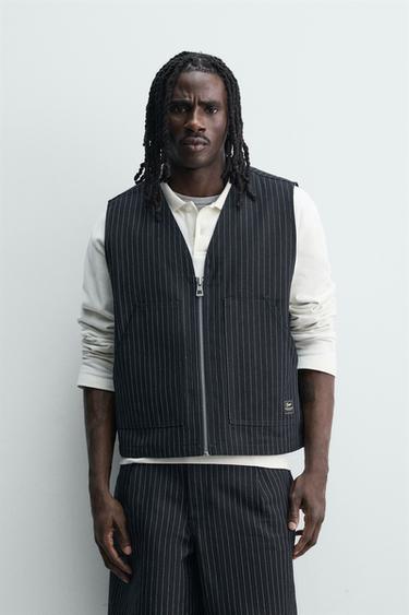 PINSTRIPED DENIM WAISTCOAT - Blue by Zara