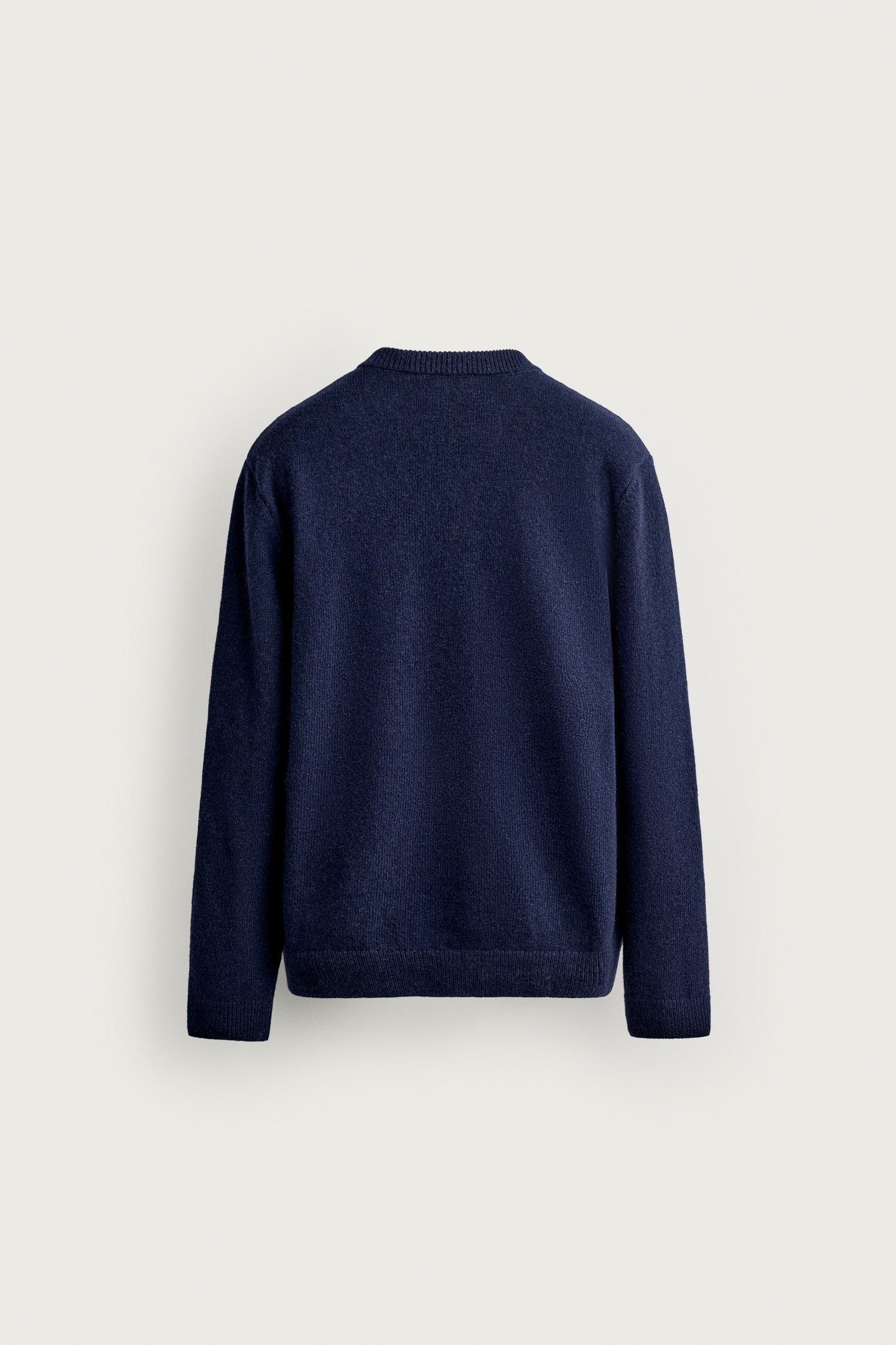 Мужской кардиган Zara Wool Blend Regular Fit, цвет: Синий — фото 8