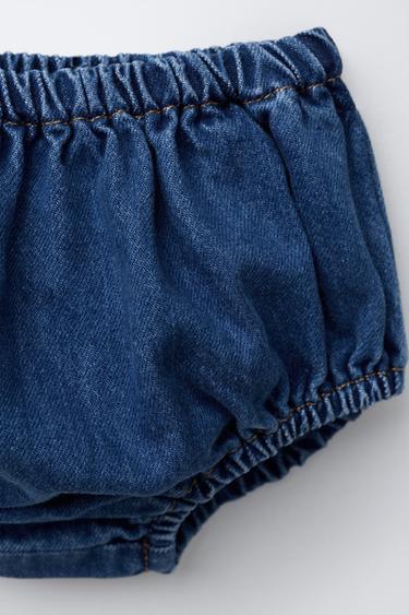 DENIM PINAFORE DRESS AND BLOOMERS - Mid-blue de Zara - Image 3