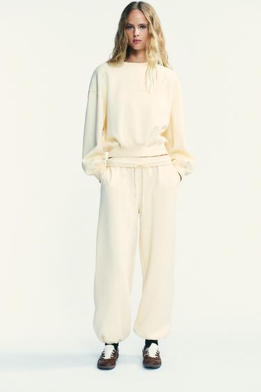 BASIC STRAIGHT-LEG PLUSH TROUSERS - Yellow by Zara