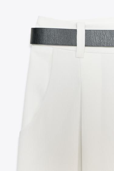 DARTED TROUSERS WITH BELT - Oyster-white by Zara - Image 9