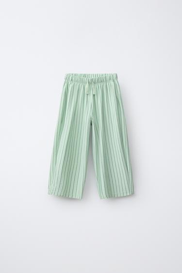 RELAXED STRIPED TROUSERS - Light green by Zara - Image 0