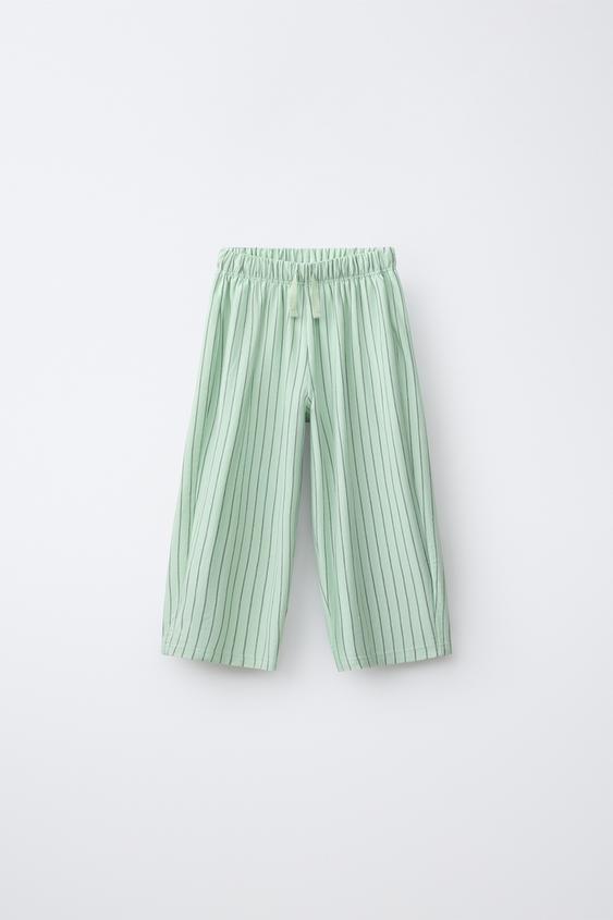 STRIPED RELAXED FIT TROUSERS - Light green by Zara - Image 0