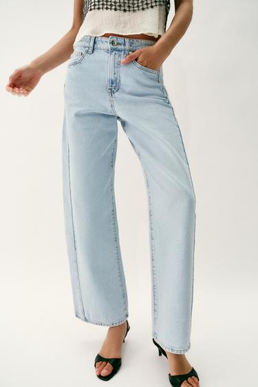 Z1975 HIGH-WAIST JEANS WITH FRONT SEAMS - Light blue by Zara