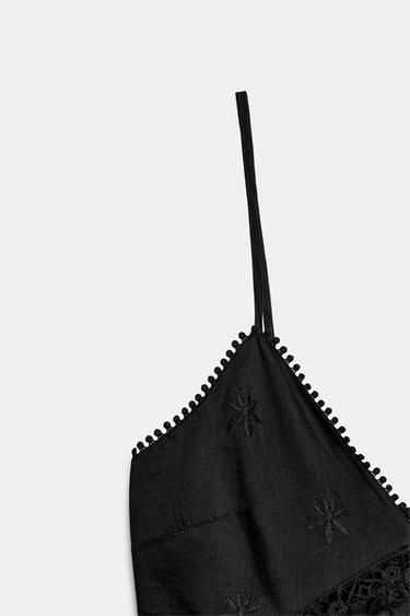 ROBE MIDI BRODÉE - Noir de Zara - Image 6