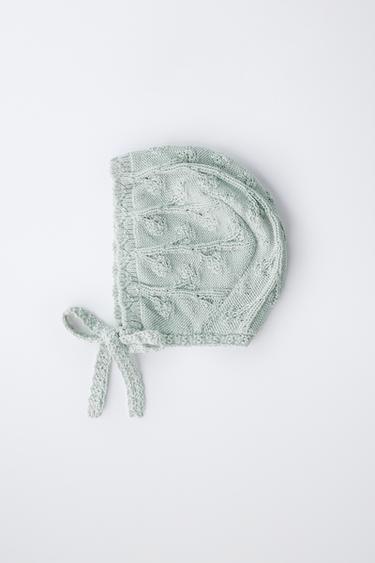 BONNET EN MAILLE AVEC LIN - Vert pastel de Zara - Image 3