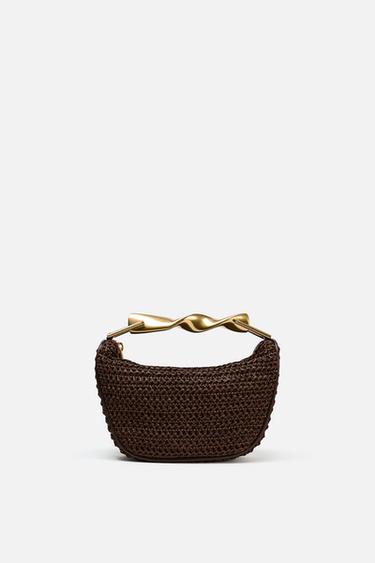 MINI BAG WITH METAL HANDLE - Chocolate by Zara