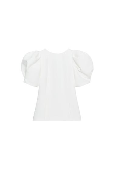 Zara BALLOON SLEEVE TOP - Ecru