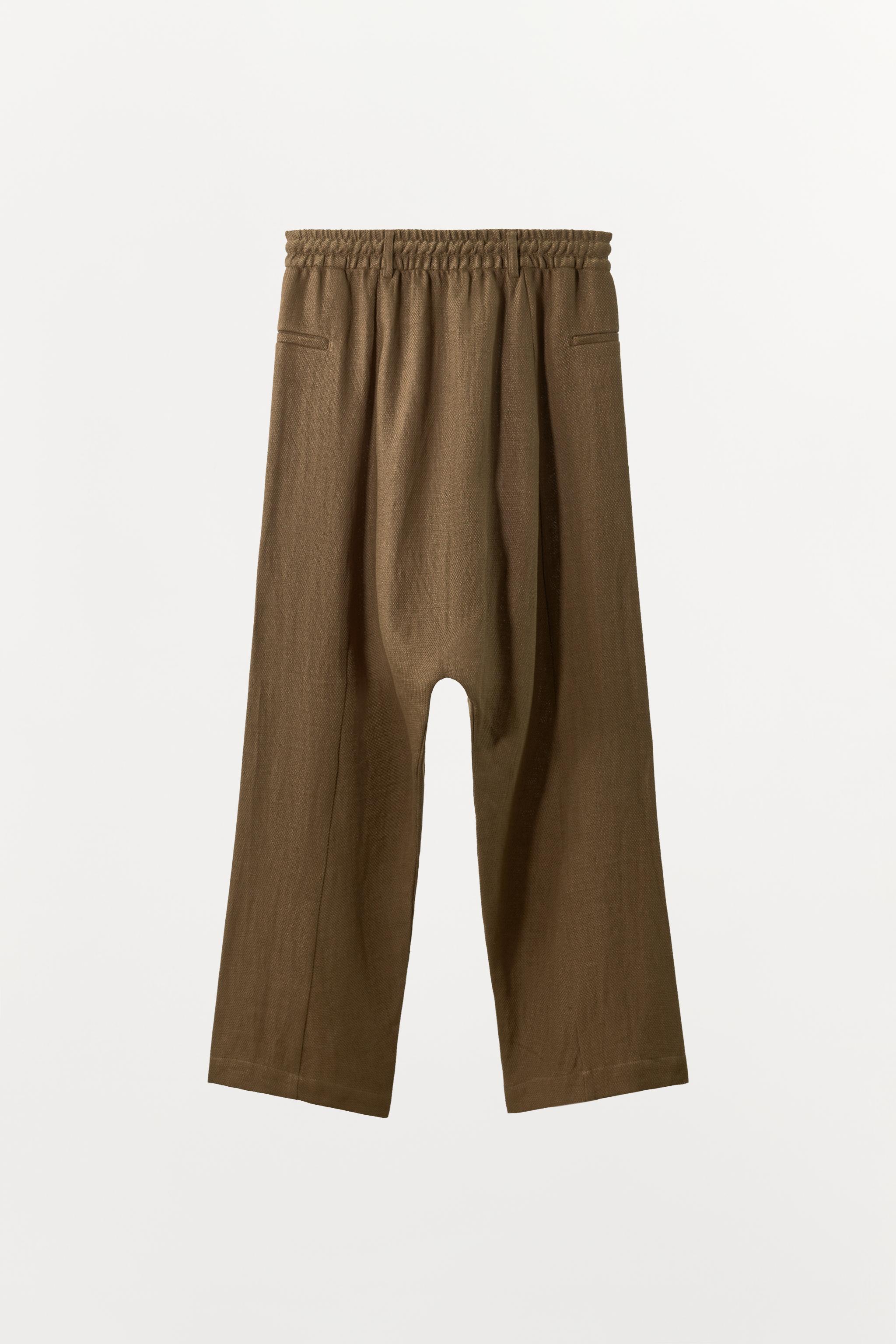 LINEN BLEND BAGGY PANTS