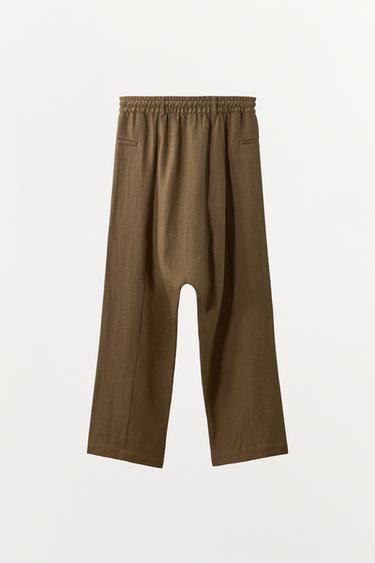 LINEN BLEND BAGGY TROUSERS - Brown by Zara - Image 6