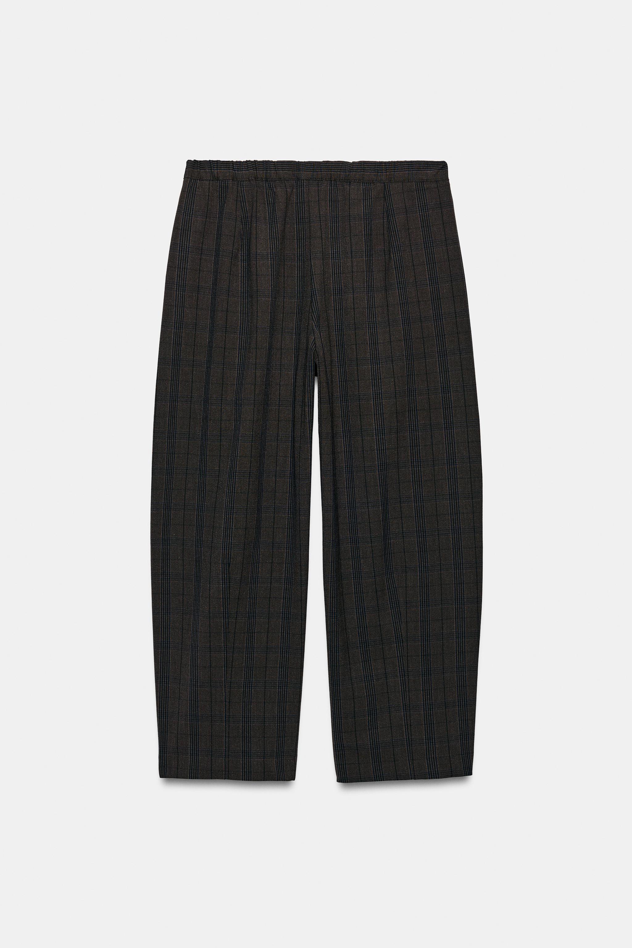 PLAID BARREL PANTS