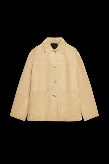 CAZADORA PIEL ANTE ZW COLLECTION LIMITED EDITION - Mantequilla de Zara