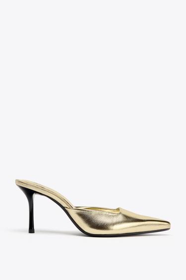 METALLIC-EFFECT MULES - Gold by Zara - Image 0