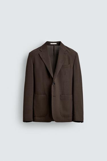 REGULAR FIT 100% WOOL BLAZER - Brown by Zara