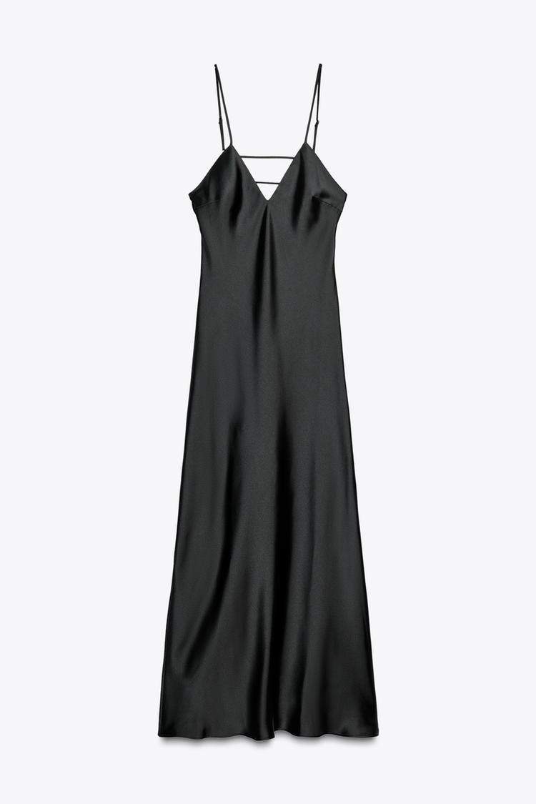 SATIN MIDI DRESS Black ZARA South Africa - Main Image