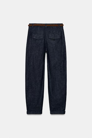 PANTALON CHINO AVEC CEINTURE TRESSÉE - Indigo de Zara - Image 3
