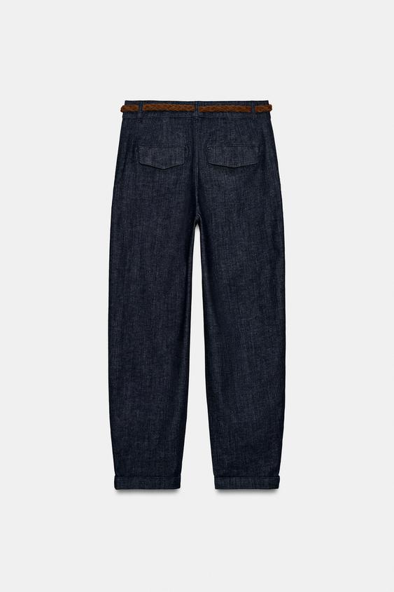 PANTALON CHINO AVEC CEINTURE TRESSÉE - Indigo de Zara - Image 3