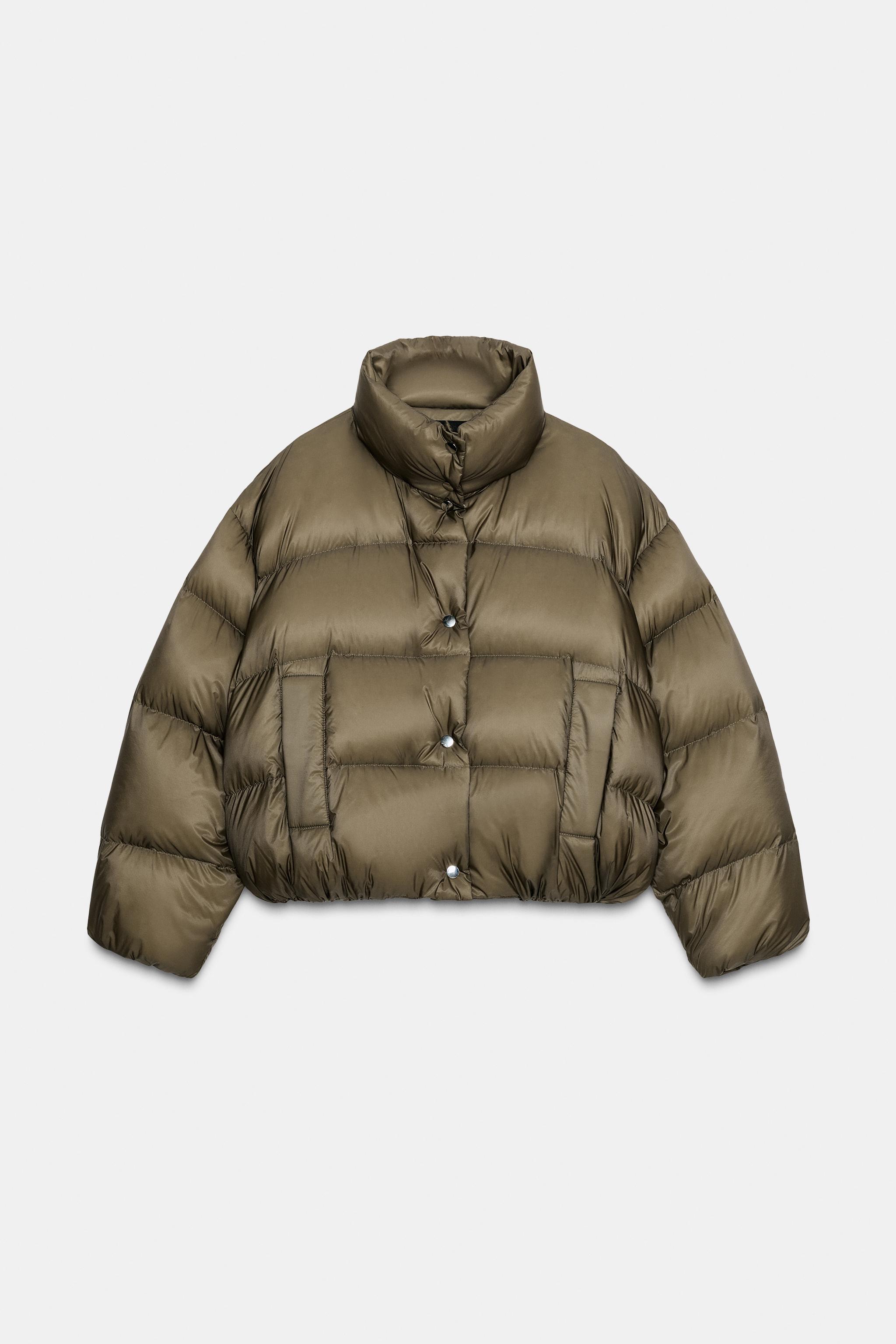 WATER REPELLENT WINDPROOF SHORT DOWN JACKET - Khaki | ZARA
