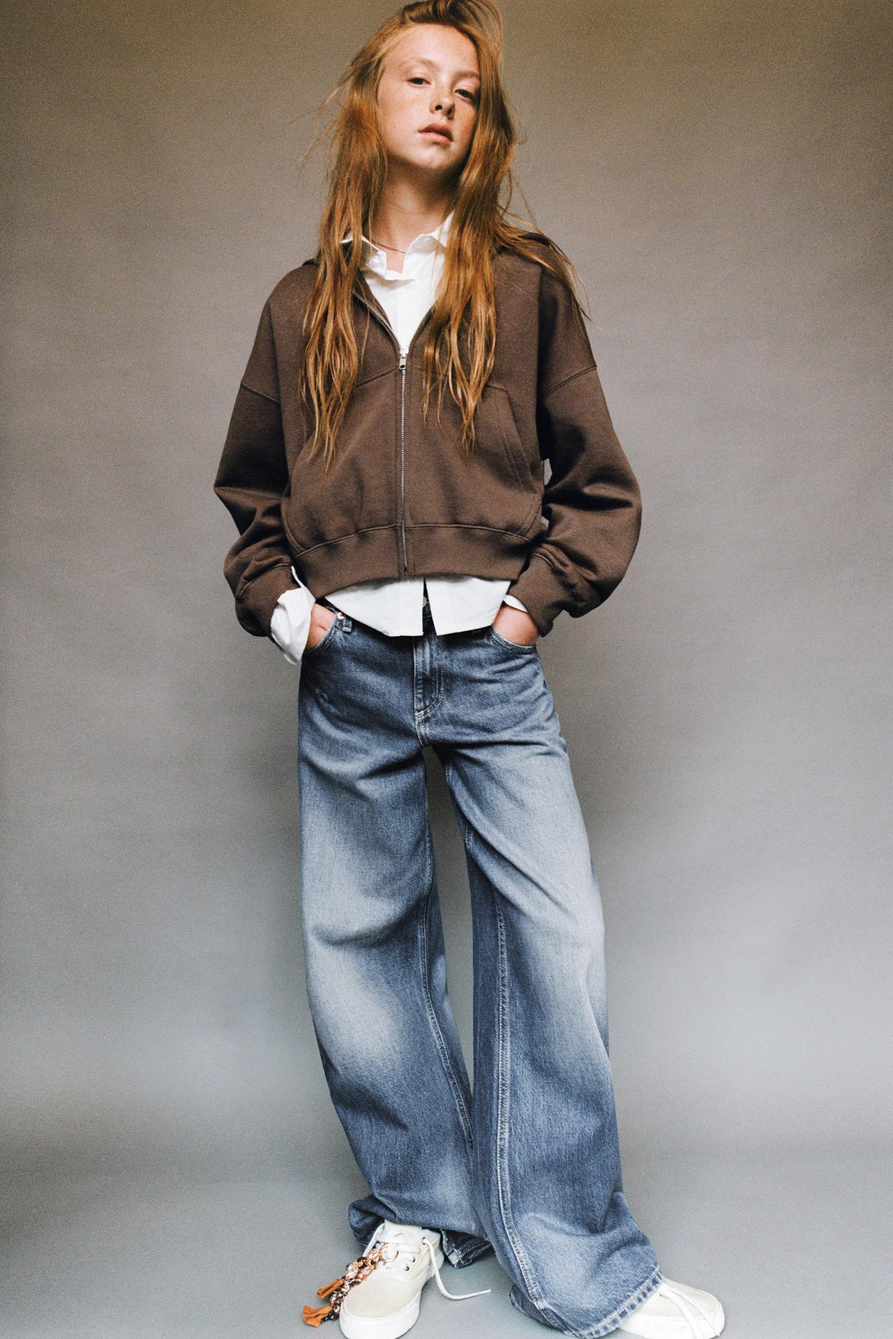 WIDE LEG JEANS — Mid-blue