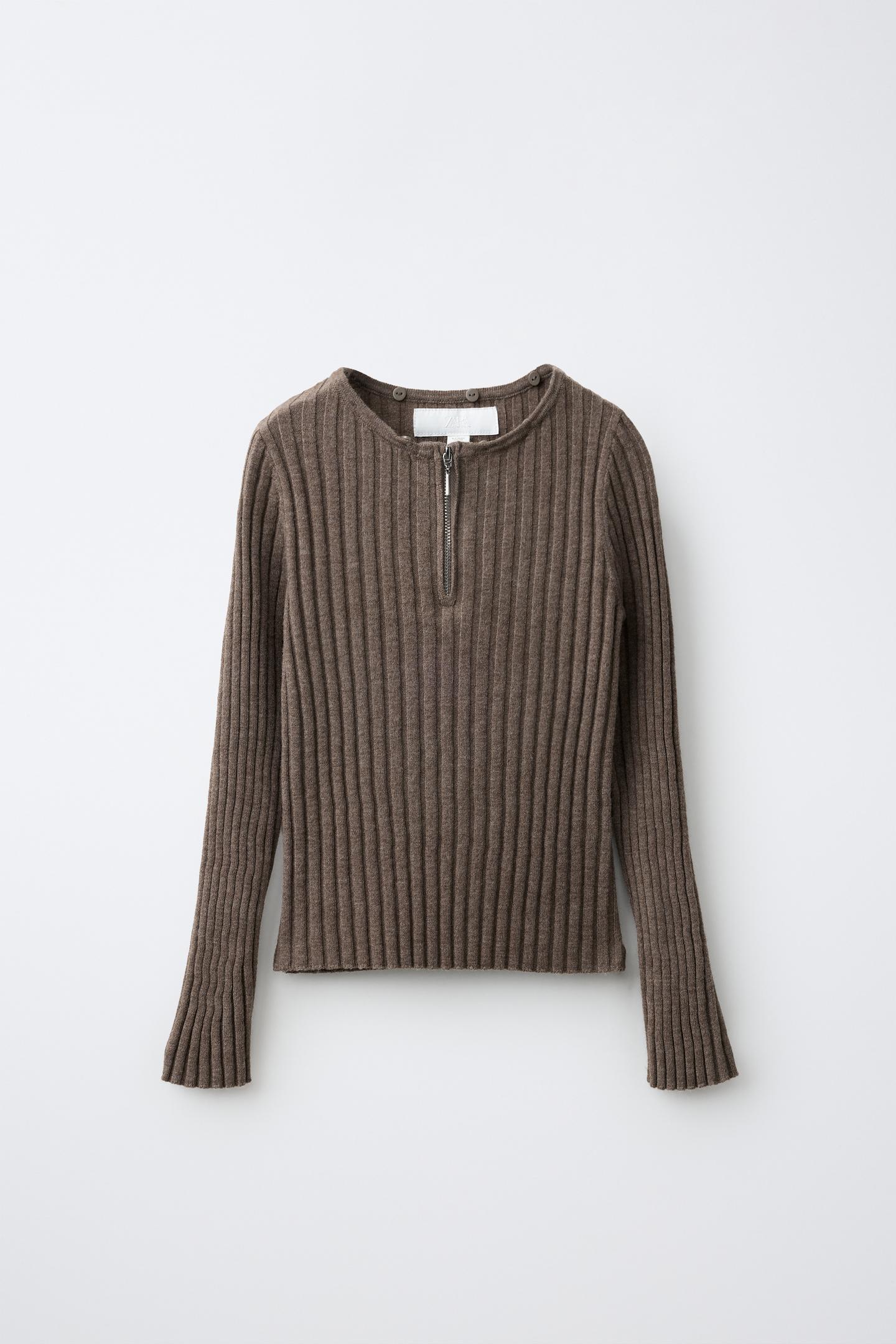 Детский свитер Zara Faux Fur Quarter-Zip, цвет: Коричневый — фото 3