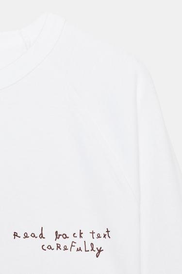 T-SHIRT À MANCHES LONGUES ET INSCRIPTION - Blanc de Zara - Image 2