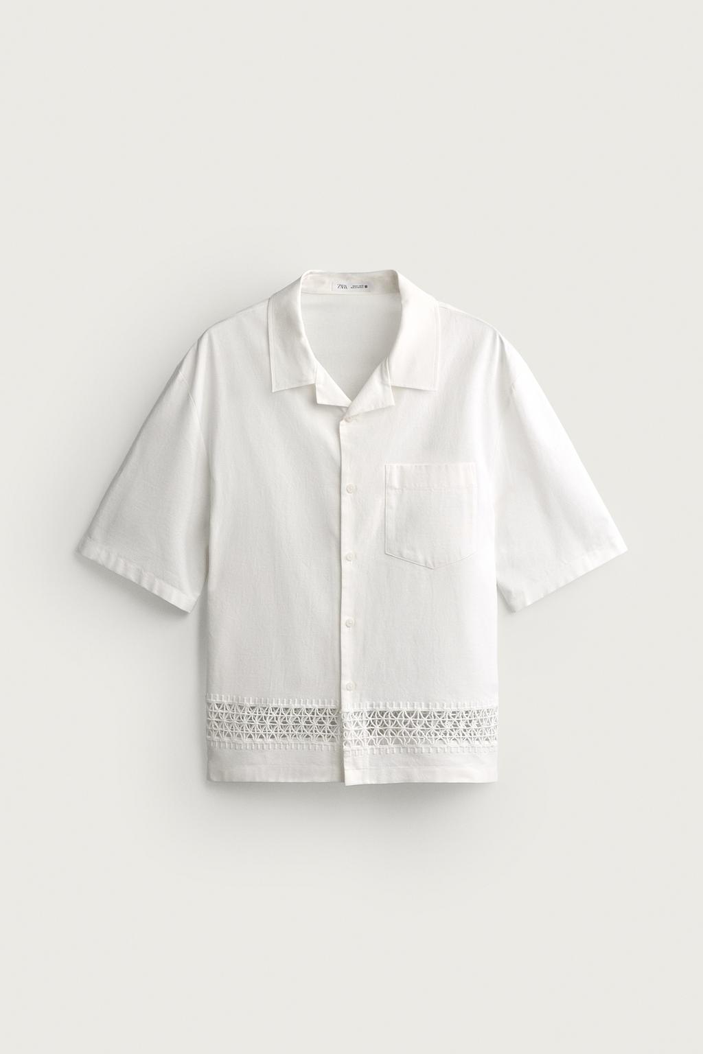 RELAXED FIT SHIRT WITH OPENWORK TRIM