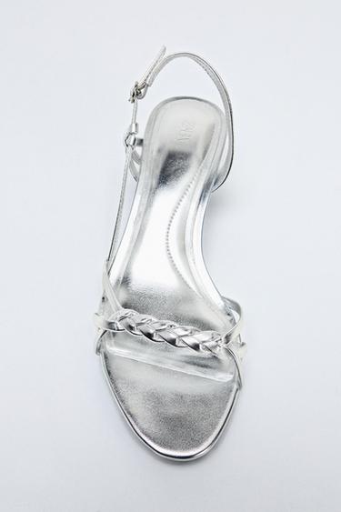 SANDALIA KITTEN METALIZADA - Plata de Zara