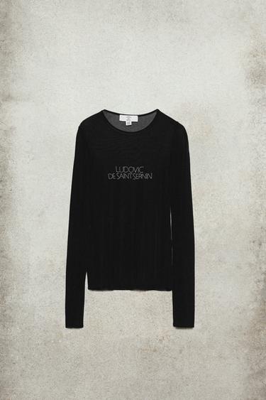 SPARKLY TEXT T-SHIRT LUDOVIC DE SAINT SERNIN x ZARA - Black by Zara
