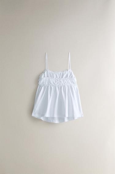 TOP DÉTAIL FRONCÉ - Blanc de Zara - Image 3