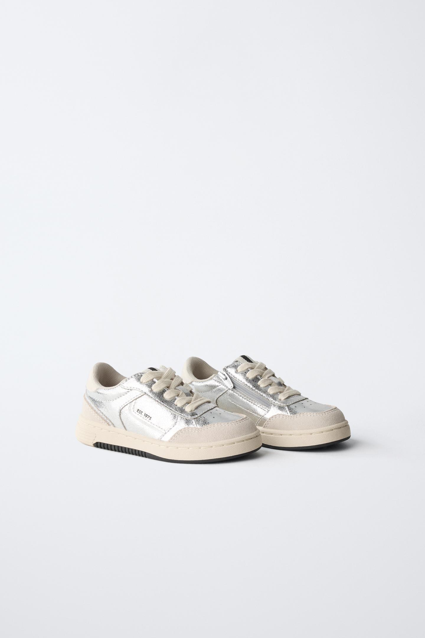 Детские кроссовки Zara Metallic, цвет: Серебряный — фото 2