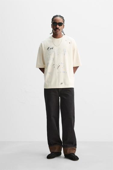 CAMISETA ESTAMPADO COMBINADO - Crudo de Zara - Imagen 0