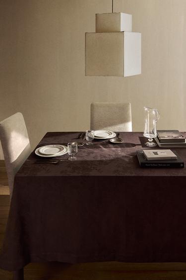 COTTON JACQUARD TABLECLOTH - Brown by Zara